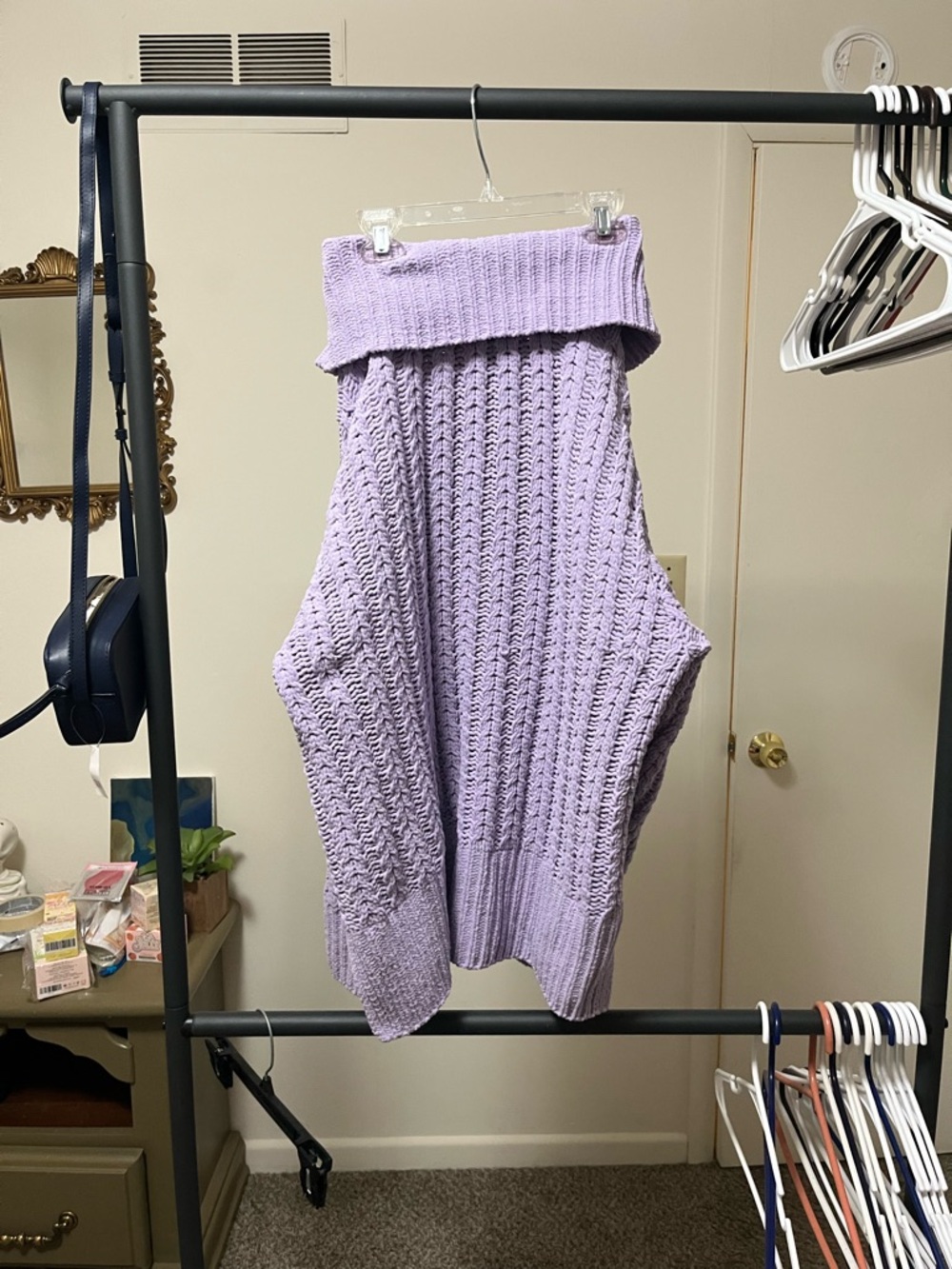 aerie Lavender Cable-Knit Quarter Zip Pullover - Picture 3 of 4